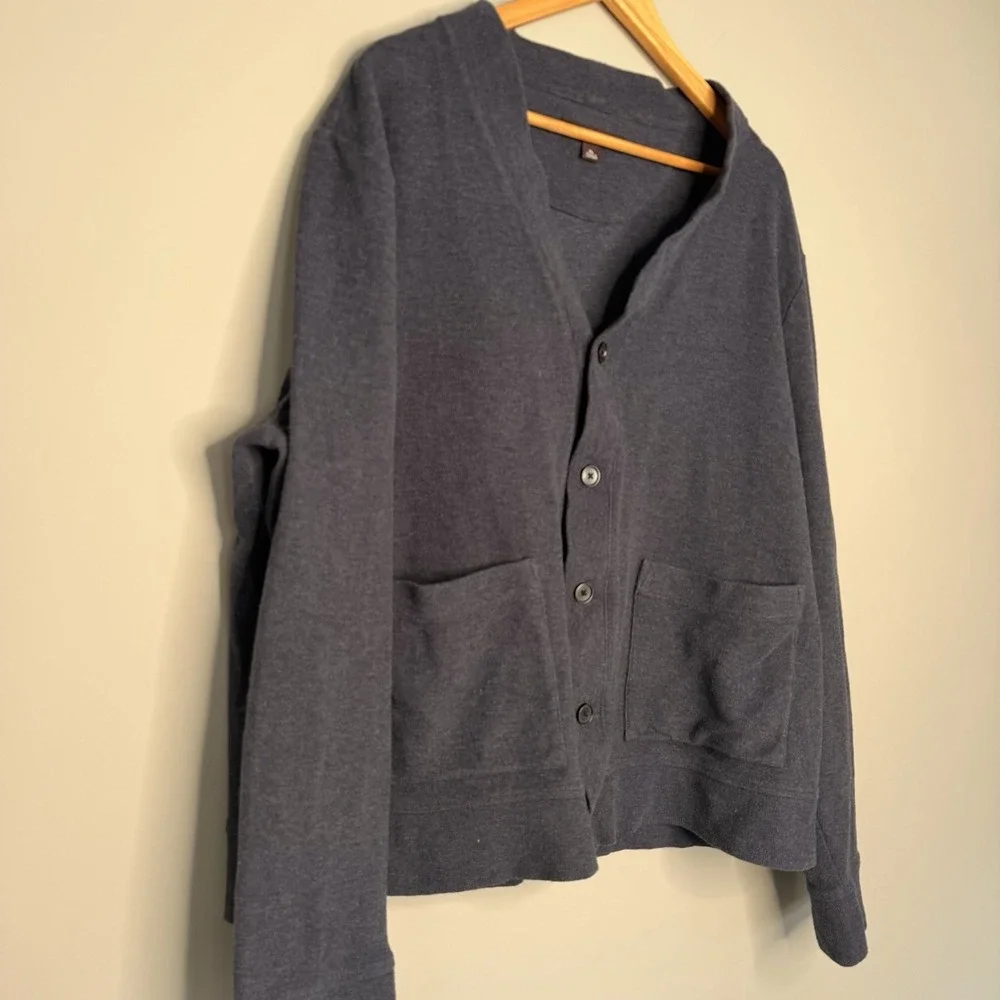 Michael Kors button front Patch Pockets cardigan sweater Navy cotton blend SZ-XL